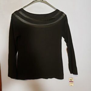 INC Black Sweater with sheer designs on top - XXL